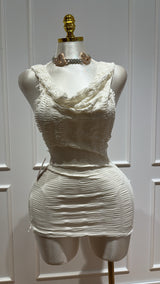 Shredded Ivory Mini Dress