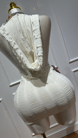 Shredded Ivory Mini Dress
