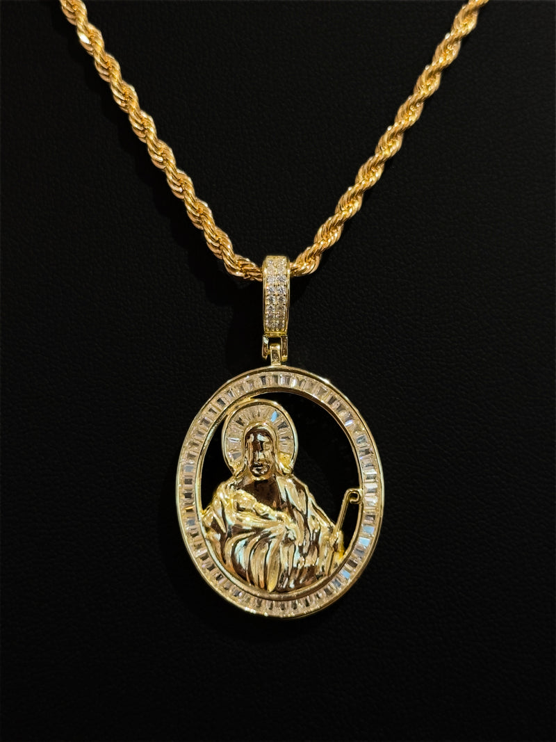 925 Jesus Medallion Baguette