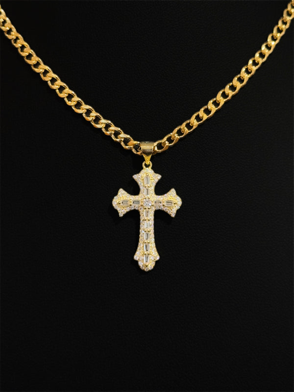 925 Celtic Baguette Cross