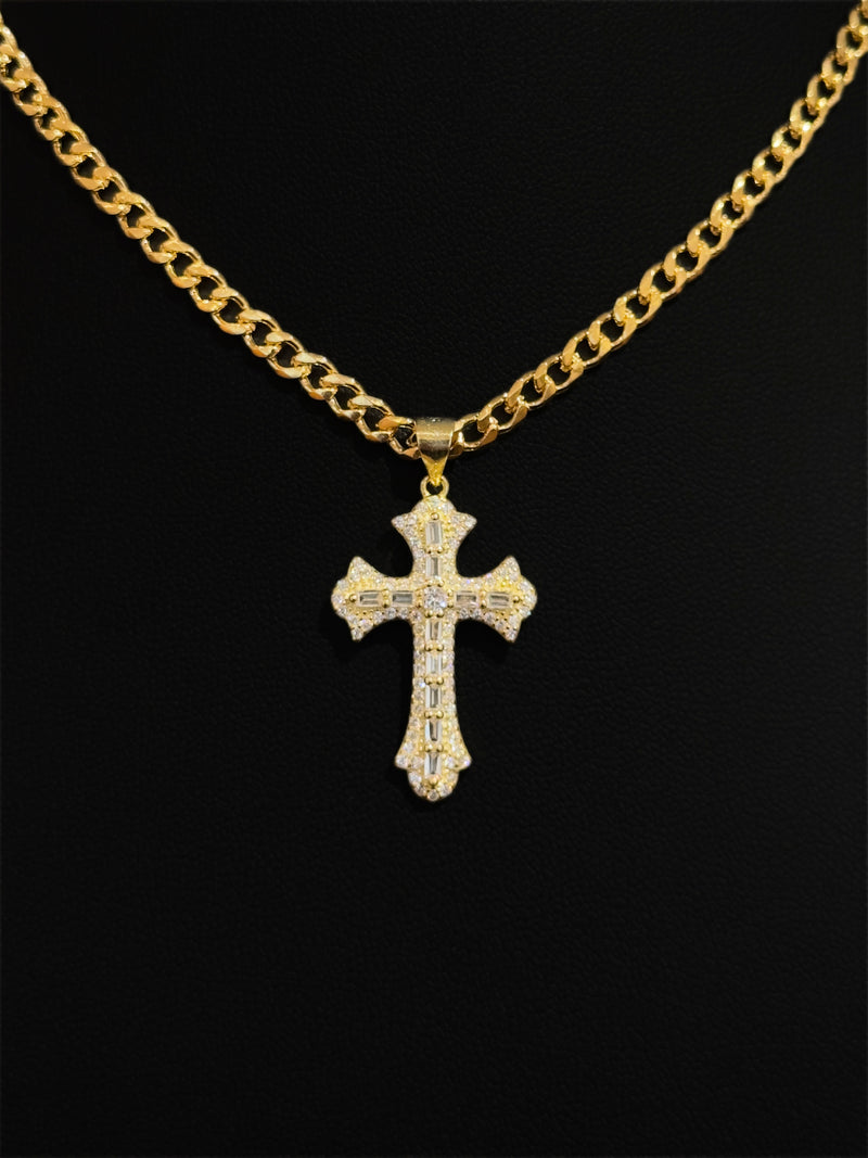 925 Celtic Baguette Cross