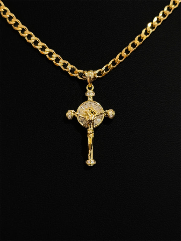 925 Small Jesus Baguette Cross