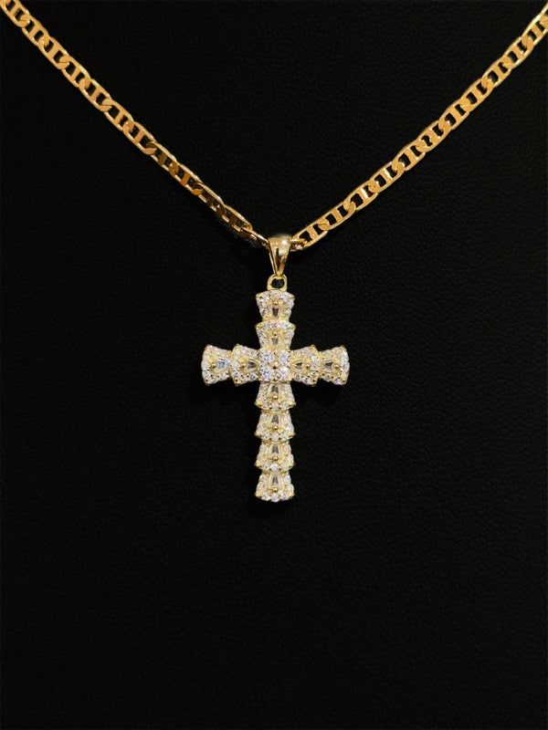 925 Layered Cross Stone Pendant