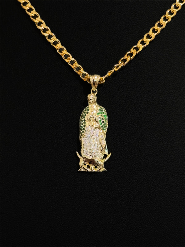 925 Virgin Mary Green Stone Pendant