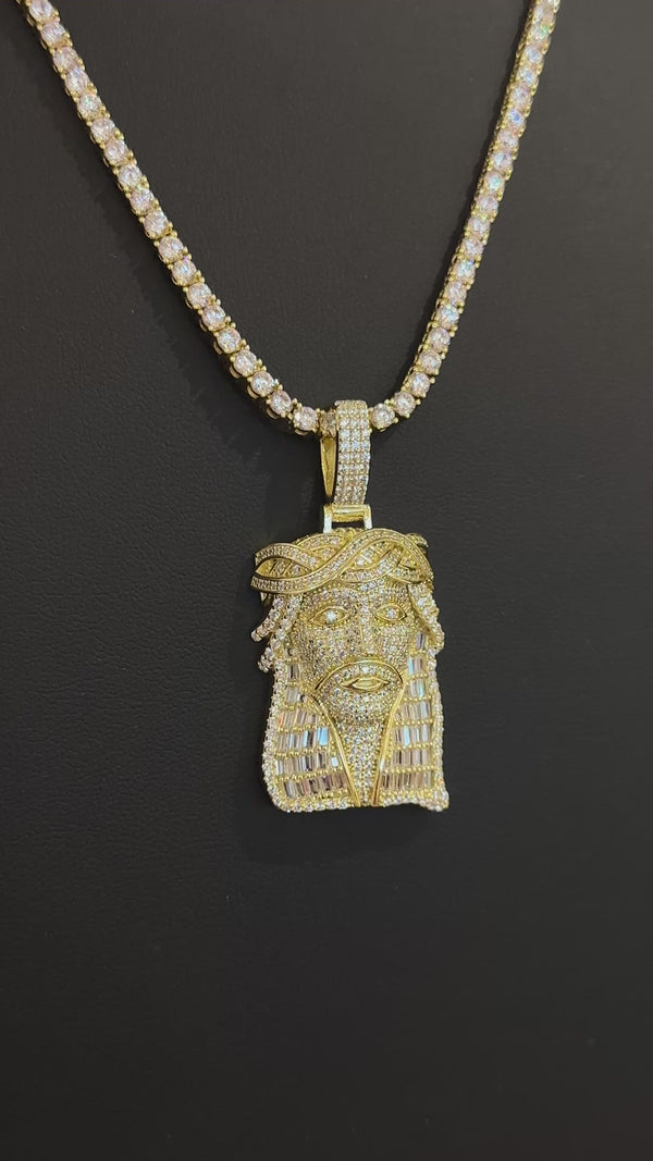 925 Jesus Pendant with Tennis Chain