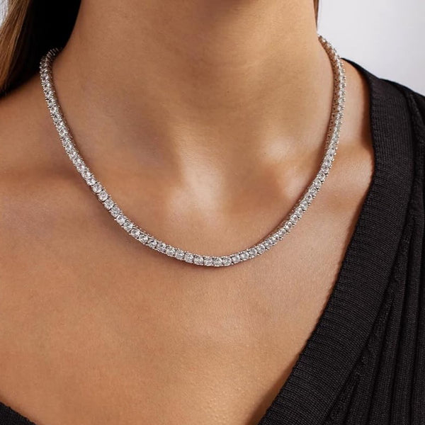 Classic Silver Tennis Necklace