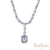 Diamond Drop Necklace - Silver