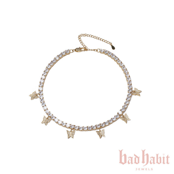 Gold Butterfly Diamond Choker