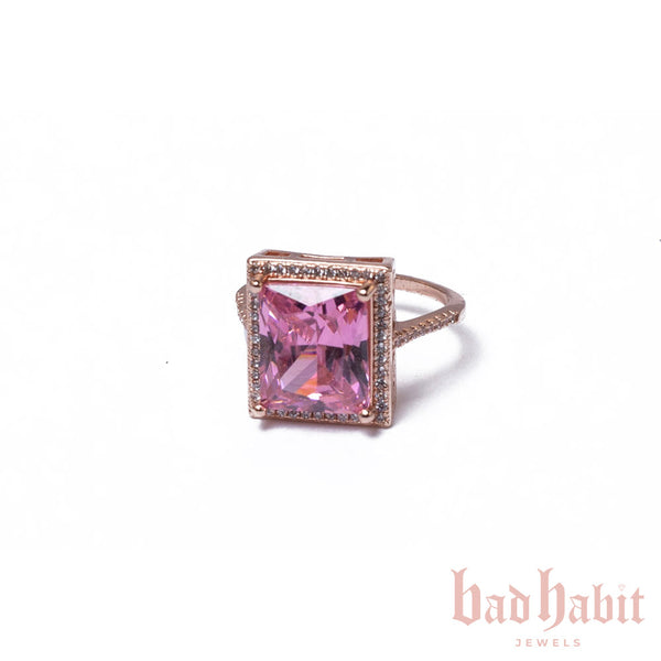 Pink Square Diamond Ring