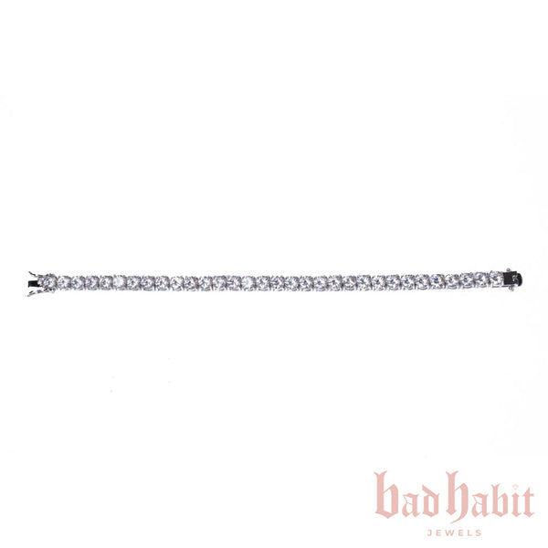 Large Round Stone Tennis Bracelet Silver