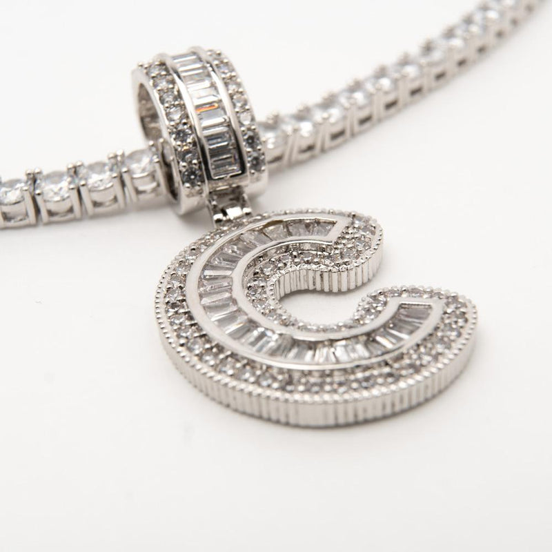 Baguette Custom Initial Diamond Necklace