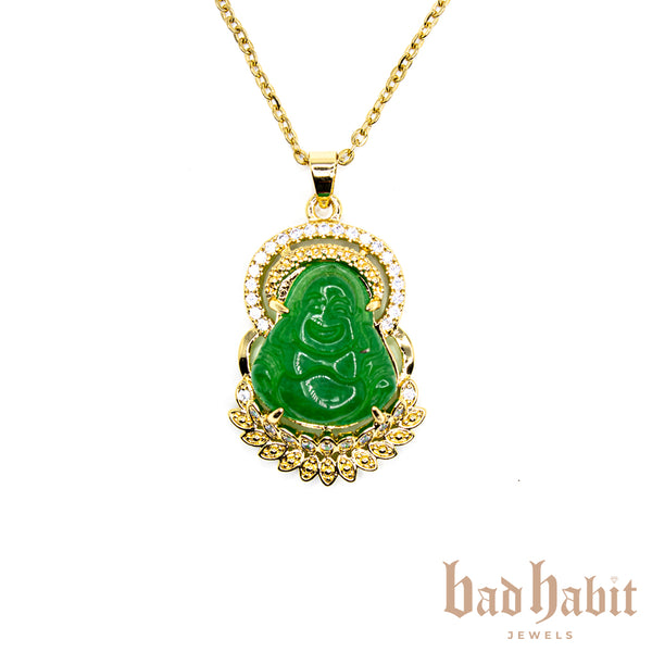Mini Laughing Buddha Stone Necklace