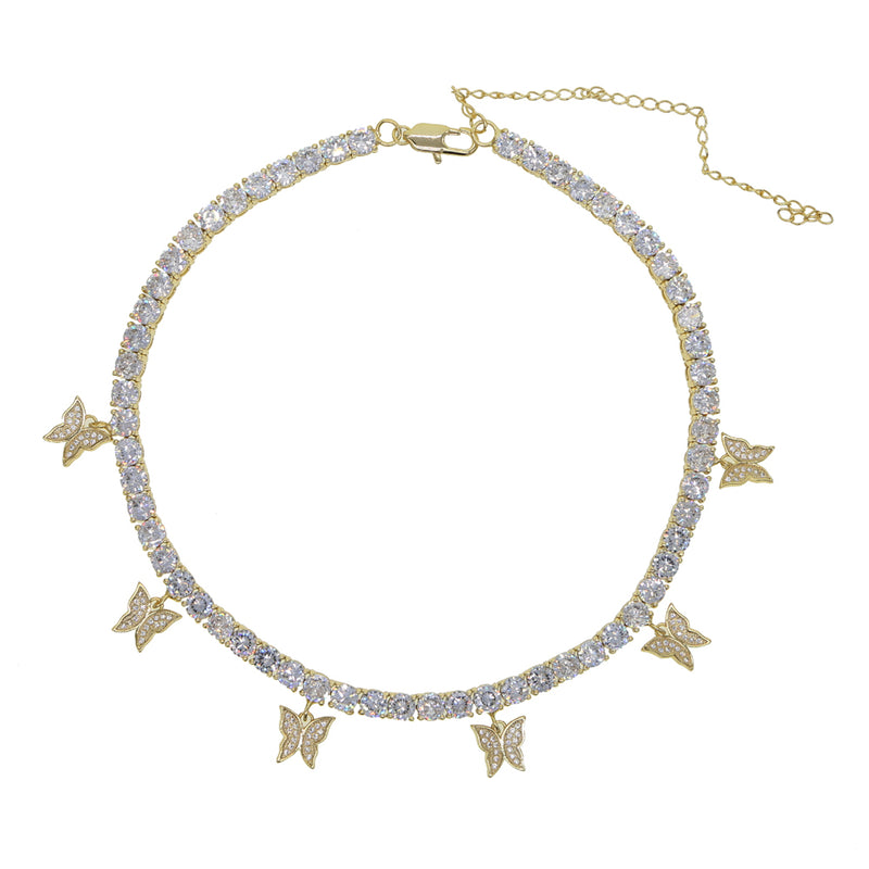Gold Butterfly Diamond Choker