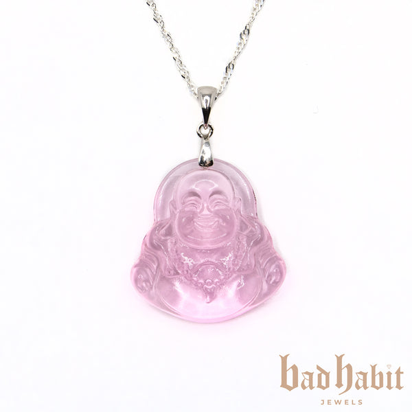 Clear Pink Buddha Necklace