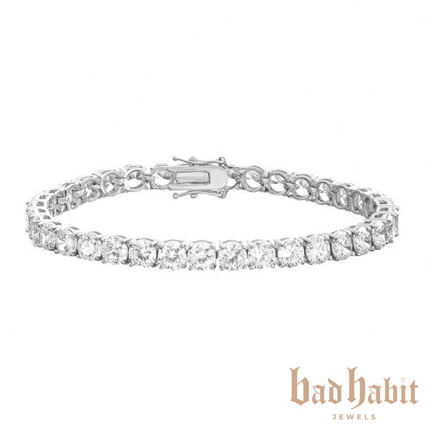 Large Round Stone Tennis Bracelet Silver