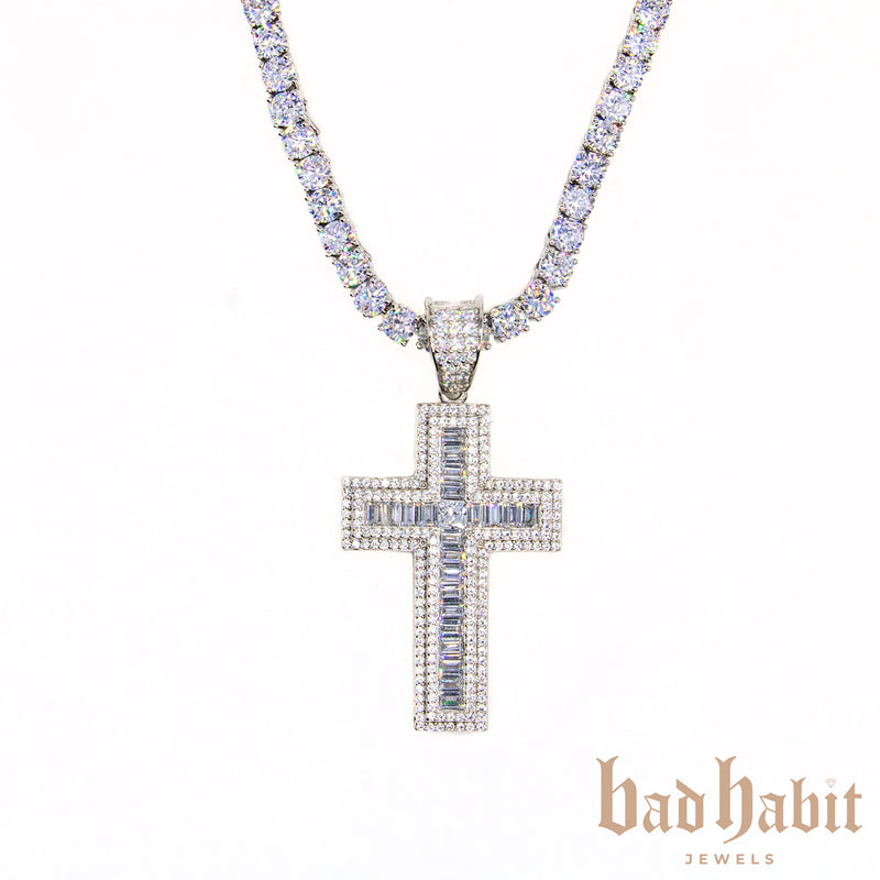 Icy Cross Tennis Necklace