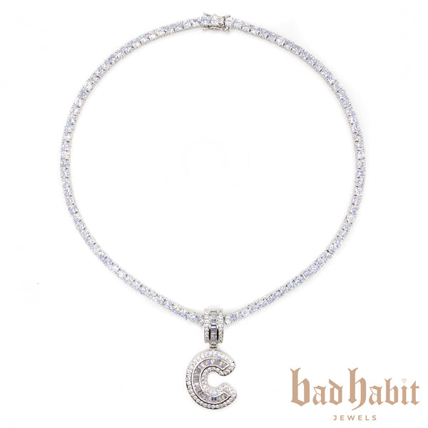 Baguette Custom Initial Diamond Necklace