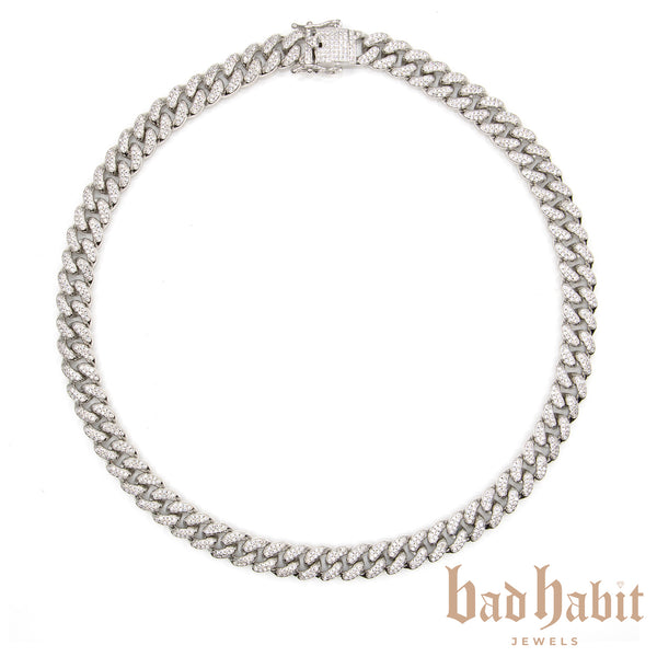 Silver Diamond Cuban Link Chain