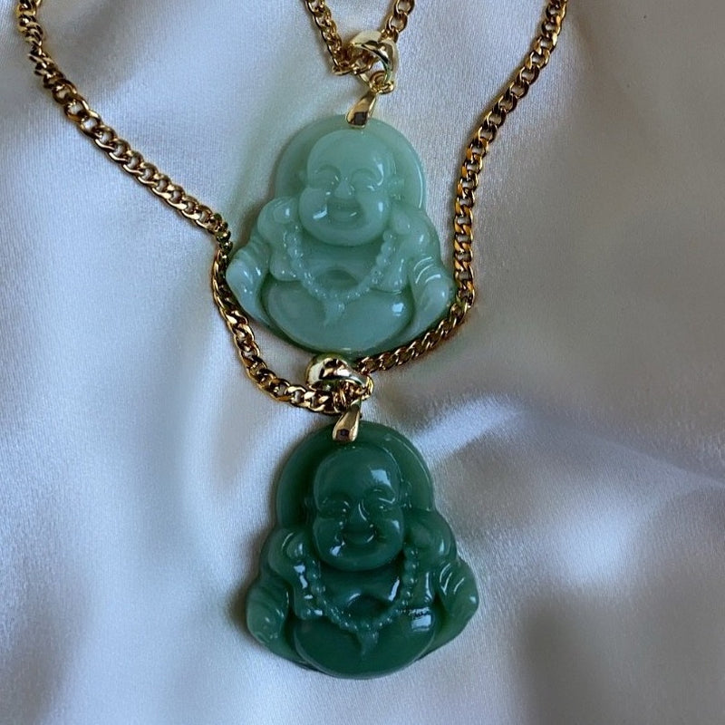 Jade Buddha Pendant Necklace W/ 18K Gold Plated Crystal Charm Hip Hop Chain  | eBay