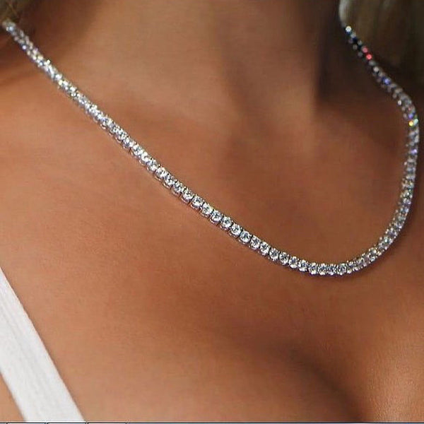 Classic Silver Tennis Necklace