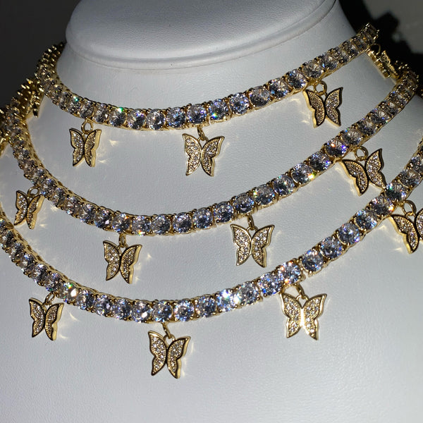 Gold Butterfly Diamond Choker